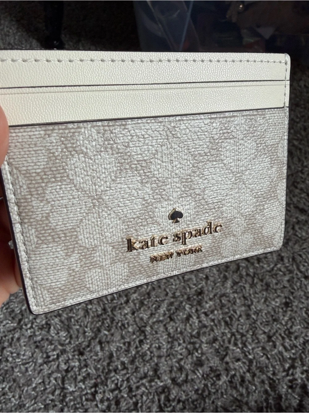 kate spade Cream and Light Beige Logo Card Case